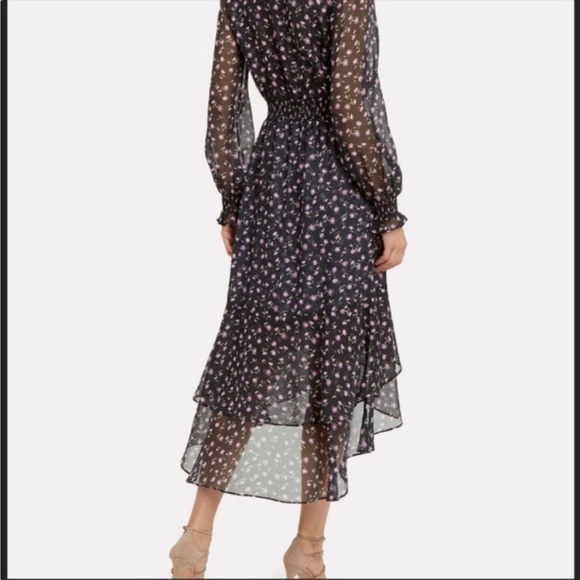 Intermix black floral print long sleeve sheer ruffle dress Whimsygoth - Picture 2 of 6